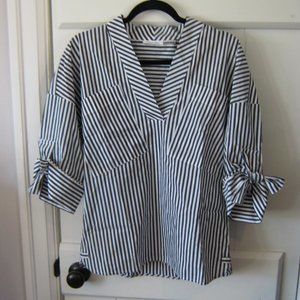 Striped V-Neck Calvin Klein Blouse